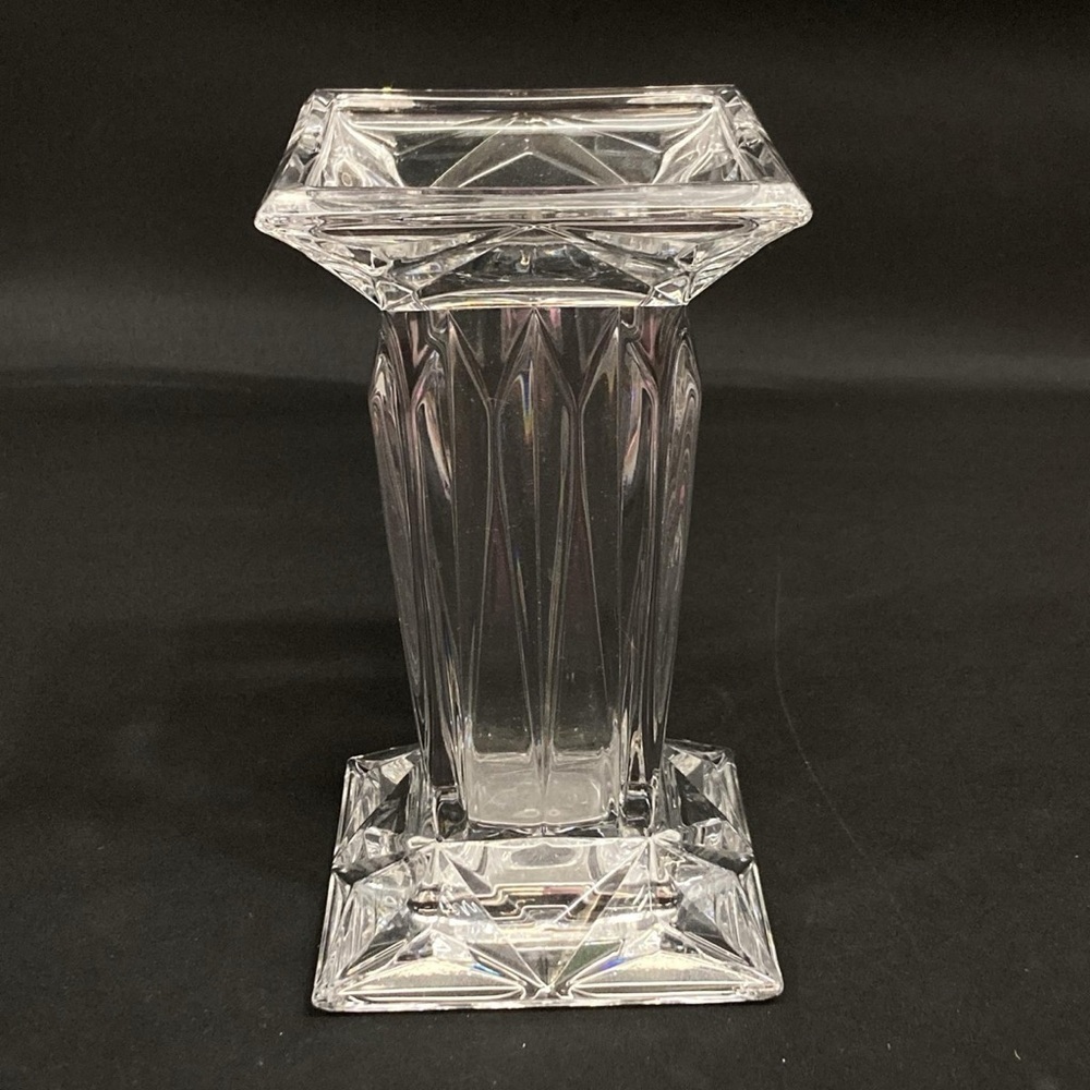 PartyLite Quad Prism Pedestal Lead Crystal Candle Holder Vase